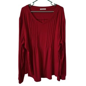 3/$20 Fantaslook Elegant Red Long Sleeve V-Neck Shirt